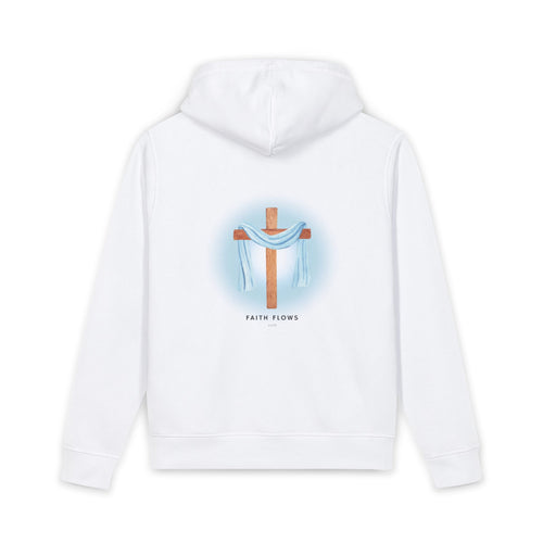 Christian Cross Hoodie — "Faith Flows" Graphic Organic Side-Pocket Sweatshirt