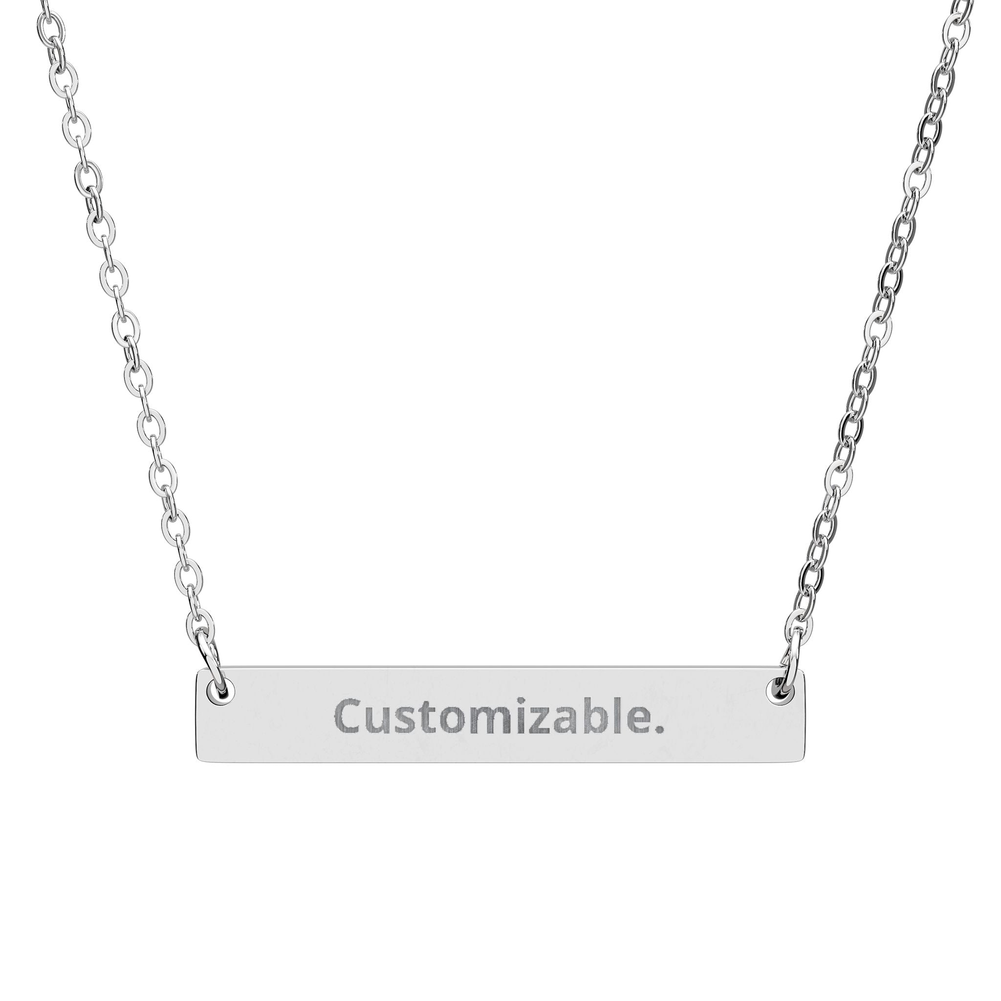 Engravable Horizontal Bar Necklace – Personalized Name Bar Pendant