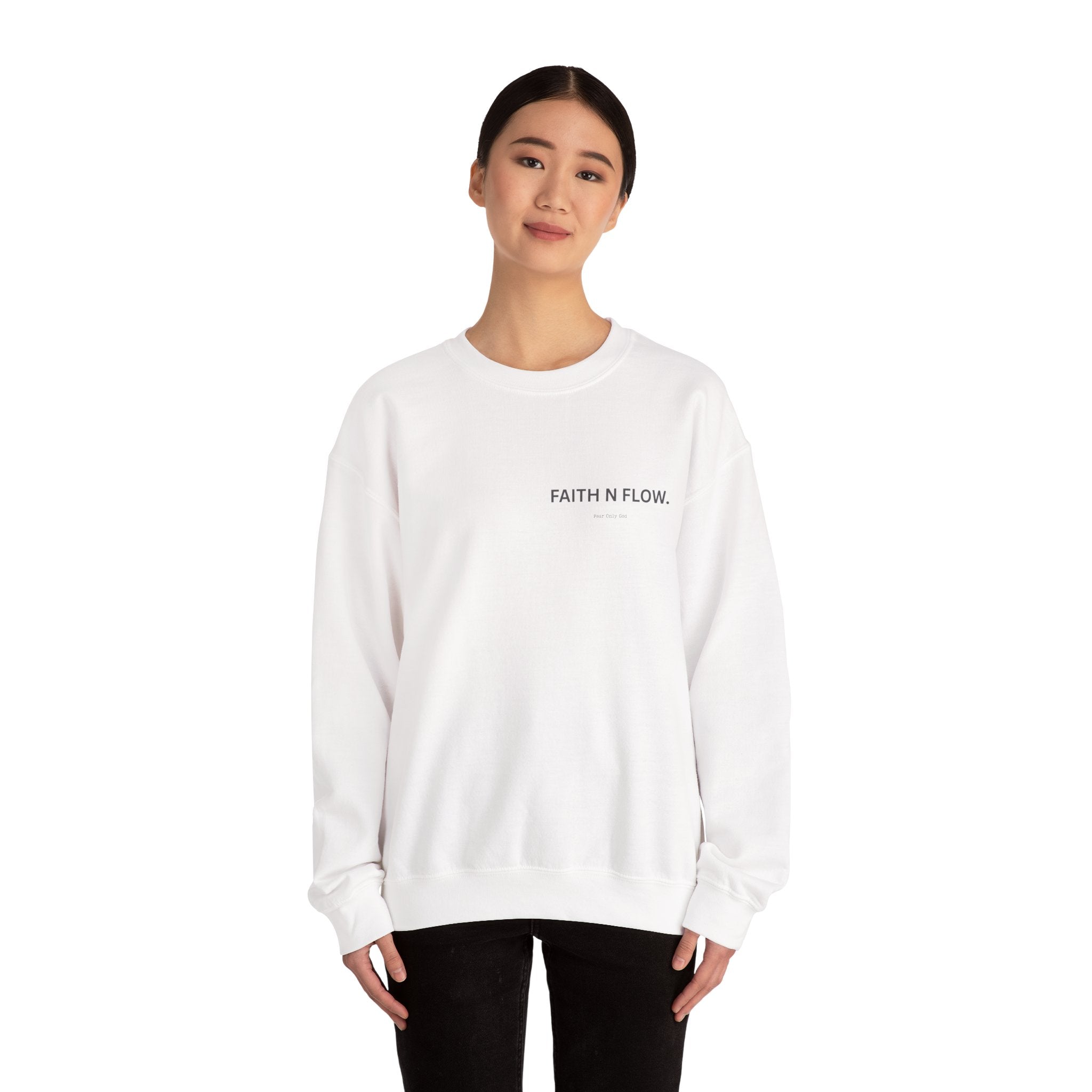 Faith N Flow Crewneck Sweatshirt — Minimalist Cherub Graphic Pullover