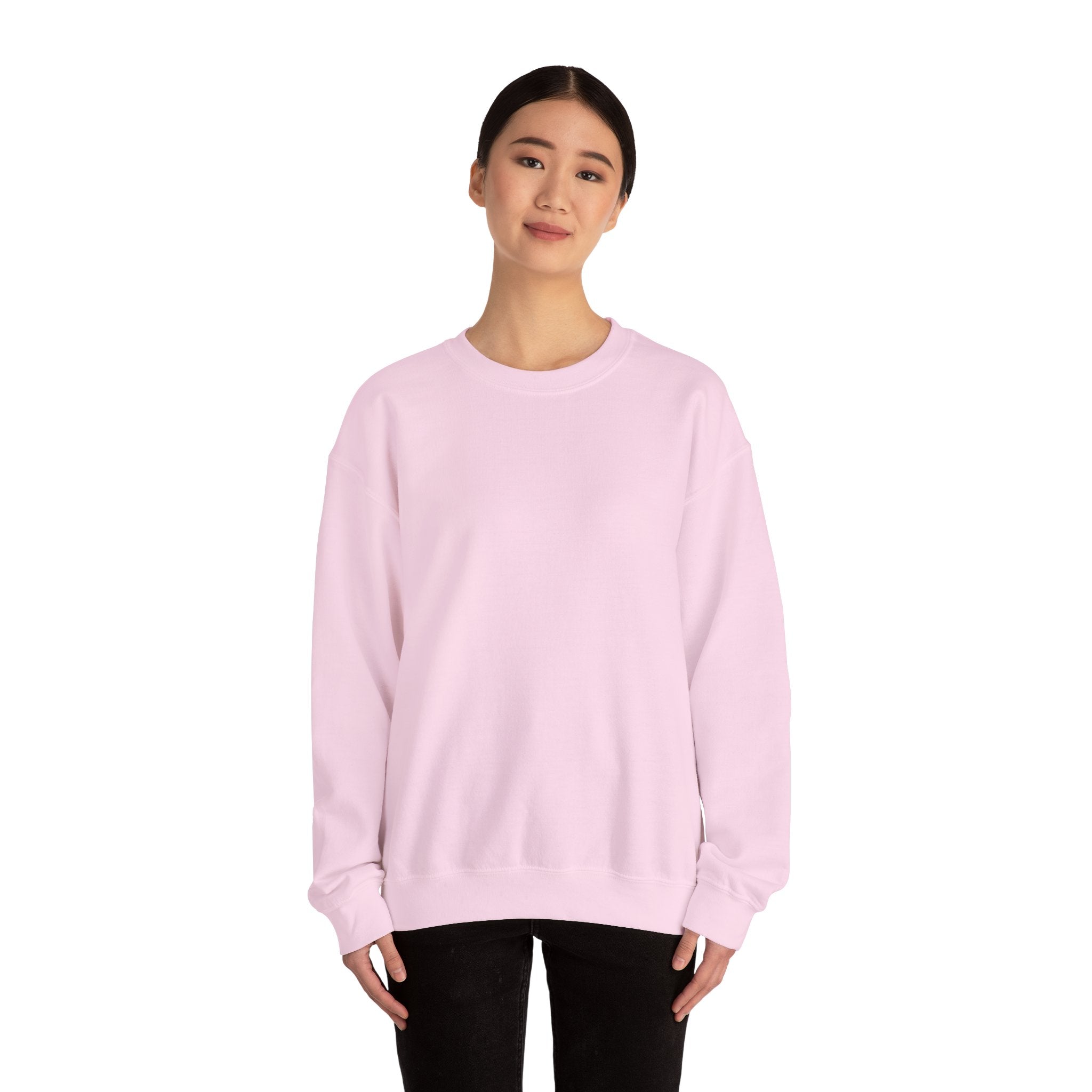 Crewneck Sweatshirt — "You Are Born To Be Loved" Pink Heart Back Design